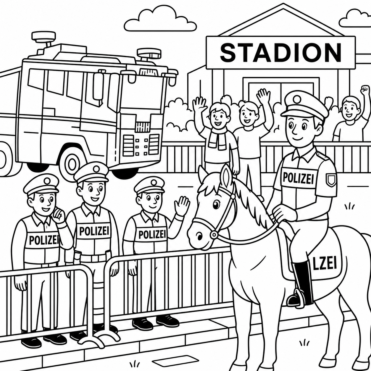 Polizei Malbuch Beispielseite