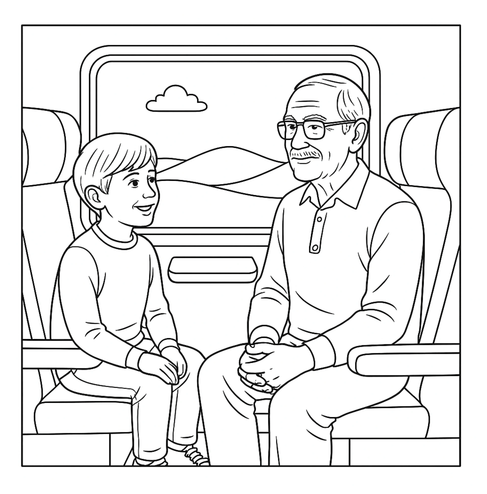 Ausmalbild aus dem Malbuch Züge für Kinder ab 4 Jahren und Erwachsene