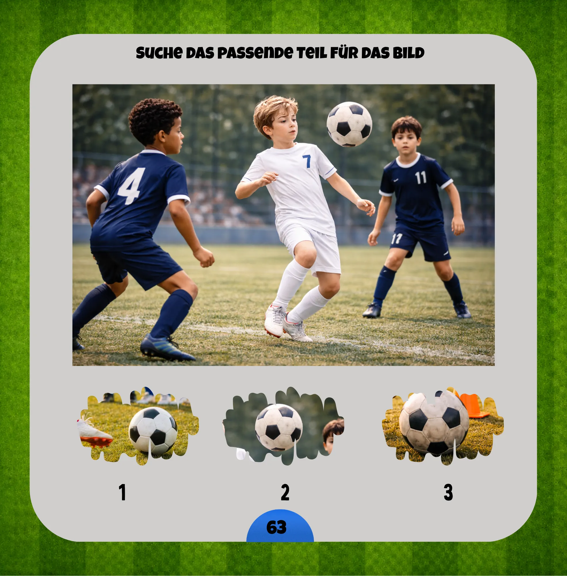 Fußball Rätsel für Kinder mit Fehlersuche und Konzentrationsaufgabe