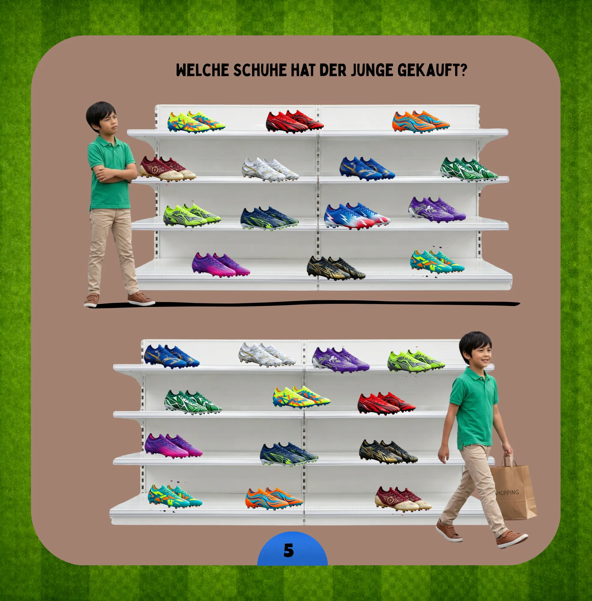 Beispielseite aus dem Fußball Rätselbuch für Kinder ab 5 Jahren mit kreativer Fußballaufgabe