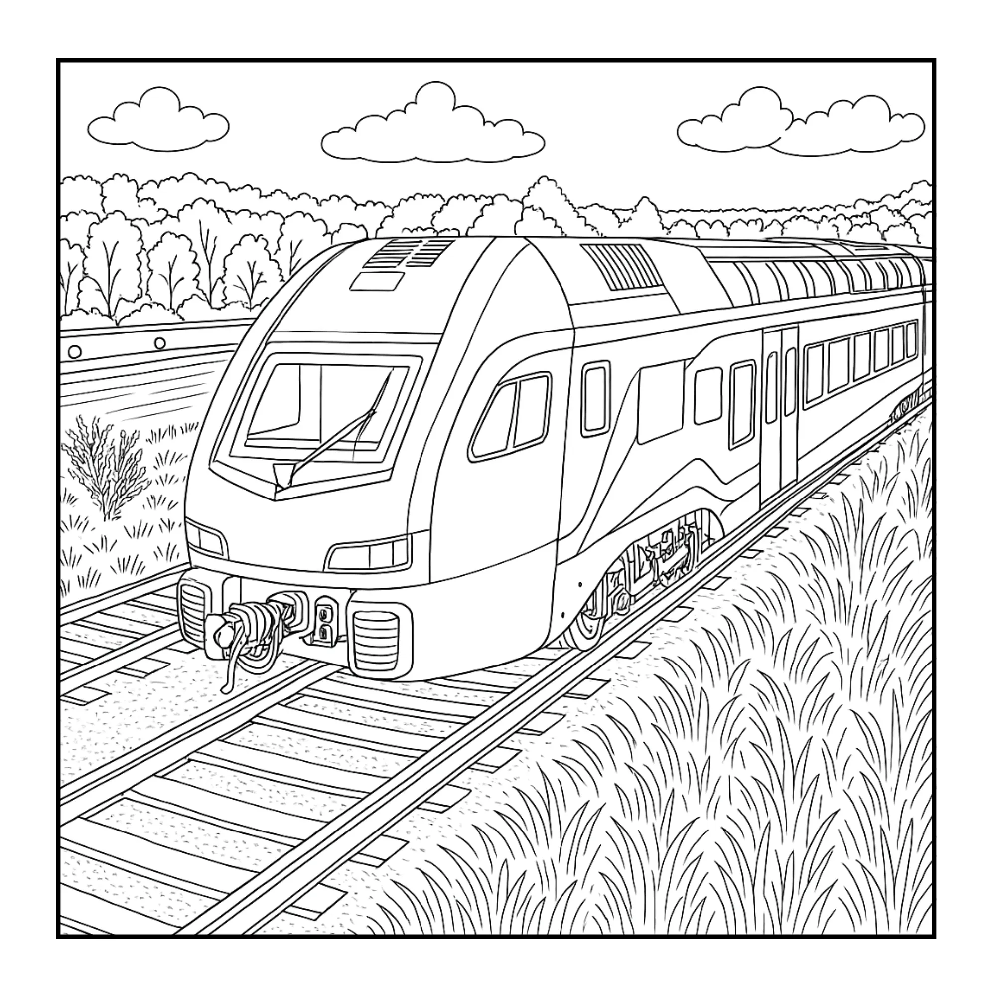 Eisenbahn Malbuch mit realistischen Zügen Europas zum Ausmalen
