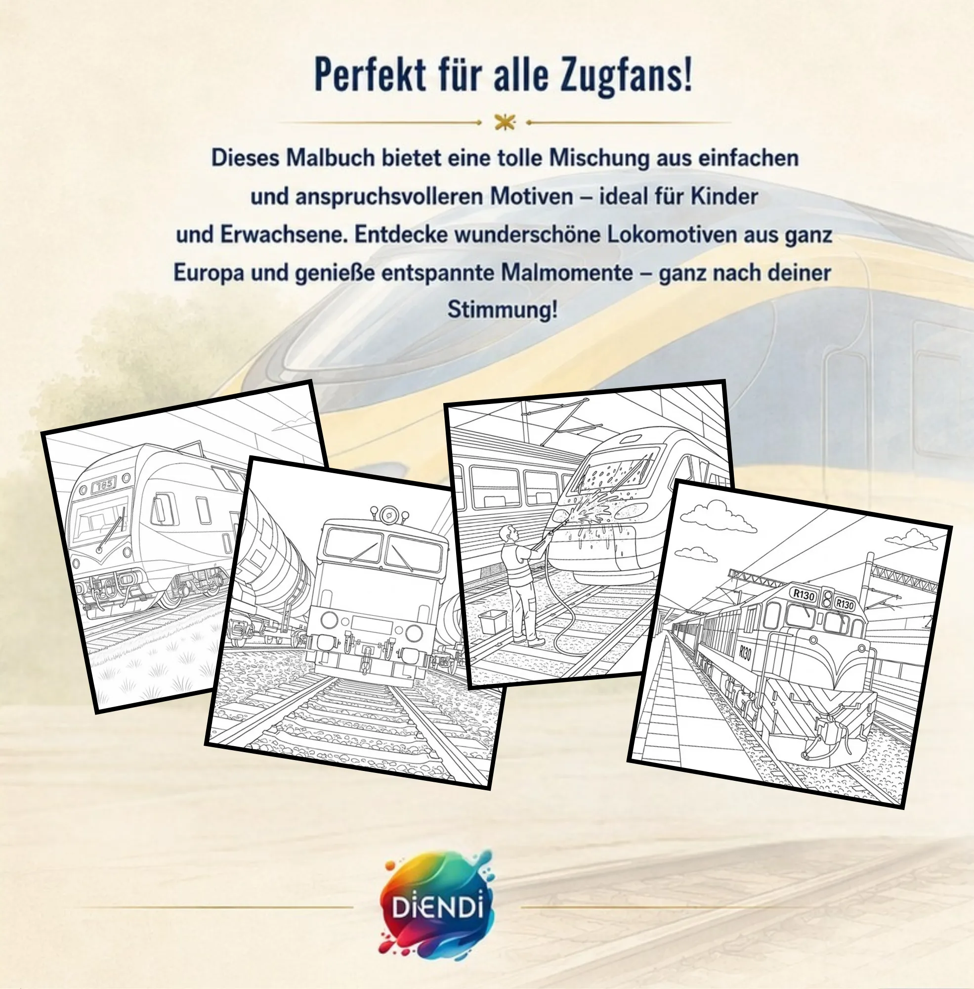 Züge Malbuch für Erwachsene Europa Edition mit realistischen Zügen Europas zum Ausmalen