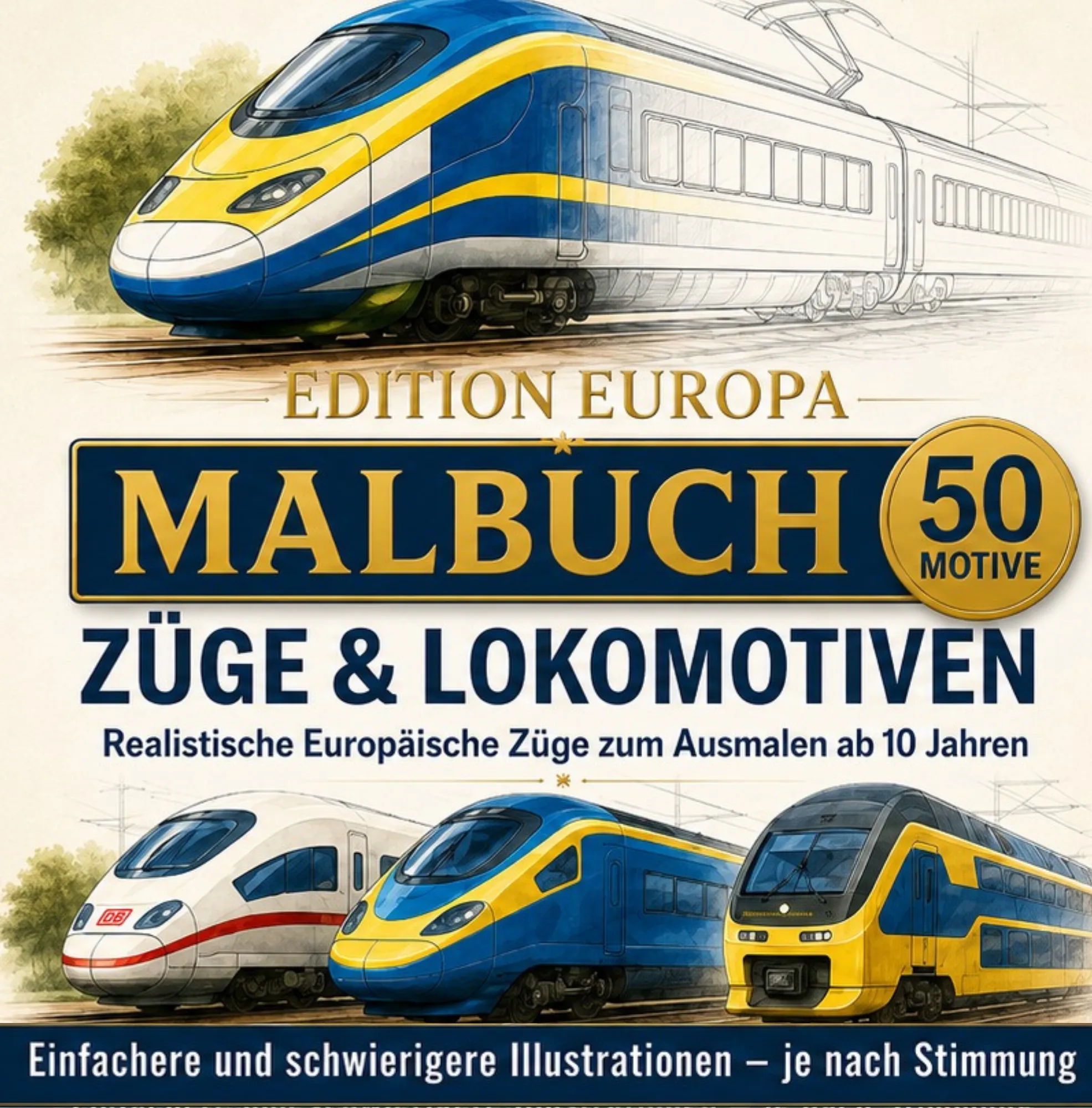 Züge Malbuch Erwachsene