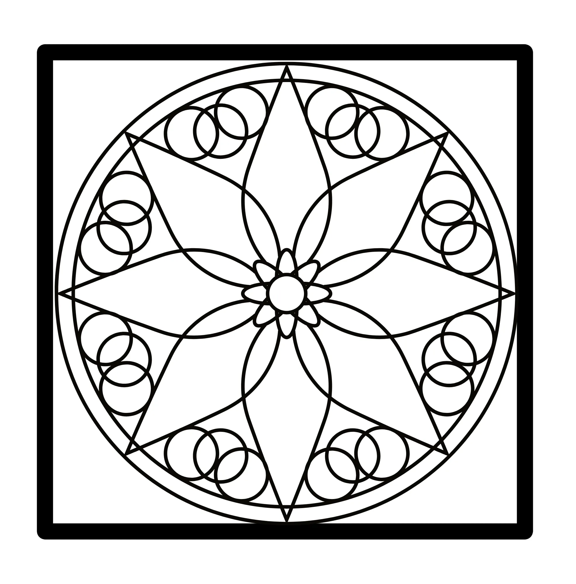 Ausmalbild für Erwachsene mit Blumen, Muster und dekorativem Design