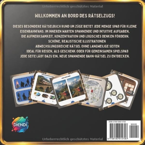Züge-Rätselbuch für Kinder ab 5 Jahren mit 95 Eisenbahn-Rätseln und Beispielseiten