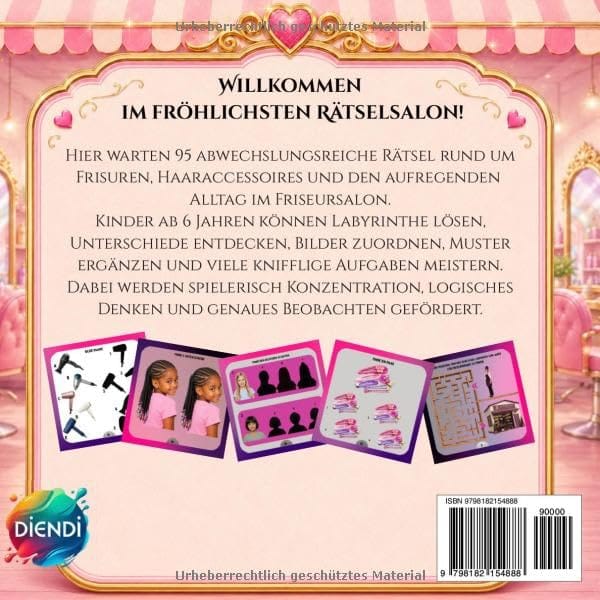 Friseur-Rätselbuch für Mädchen ab 6 Jahren mit 95 abwechslungsreichen Aufgaben