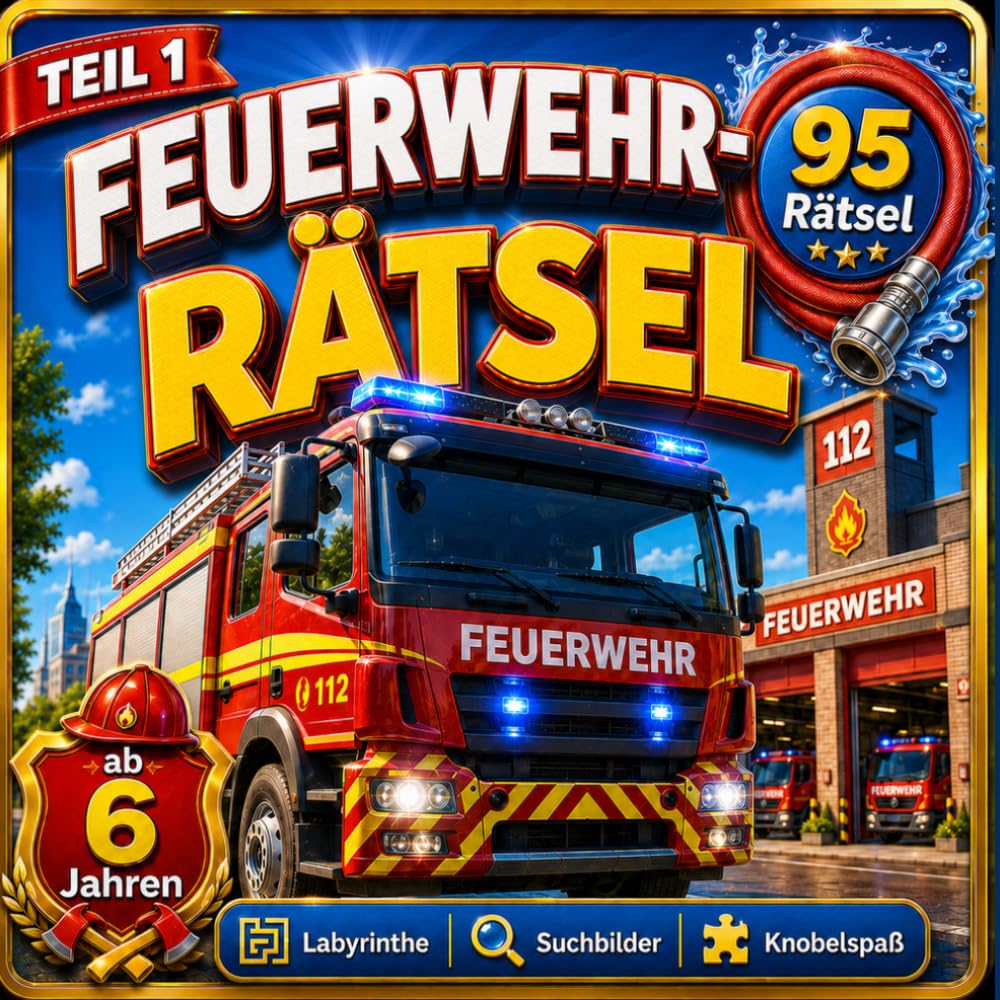 Feuerwehr Rätselbuch für Kinder ab 6 Jahren mit 95 abwechslungsreichen Rätseln